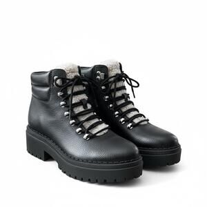 MARC FISHER LTD Black Lace-Up Lug Sole Boots – Women’s Size 8